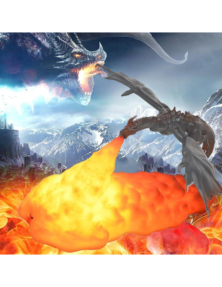 Lámpara Nocturna Dragón de Fuego REALAZ 3D Rojo 19.8x7.9 cm
