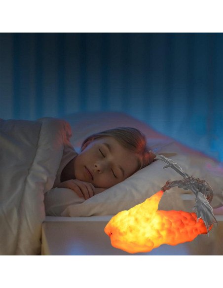 Lámpara Nocturna Dragón de Fuego REALAZ 3D Rojo 19.8x7.9 cm