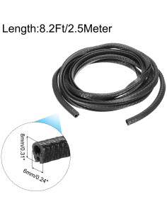 Protector de Borde en U uxcell 2.5m Negro Goma Acero 2