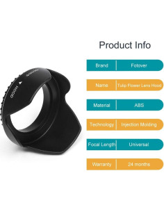 Capucha de lente tulipán 58mm X-SweetDream con tapa y limpieza 2