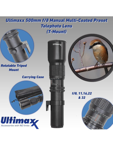 Lente Telefoto 500mm f/8 Ultimaxx para Nikon Z con Convertidor 2x