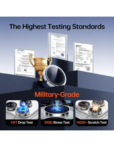 Protector de Lente de Cámara Bstozalle 2 Pack para iPhone 14/15/16/17 Pro Max - Vidrio Templado Grado Militar