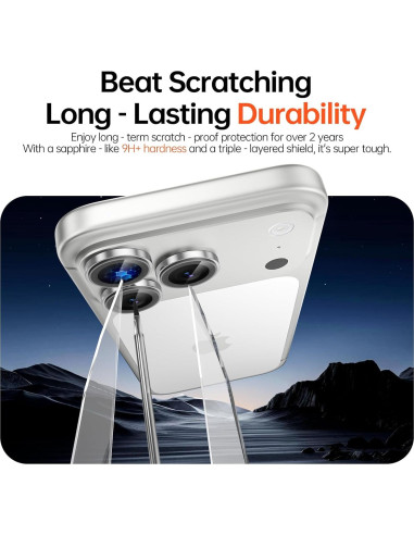 Protector de Lente de Cámara Bstozalle 2 Pack para iPhone 14/15/16/17 Pro Max - Vidrio Templado Grado Militar