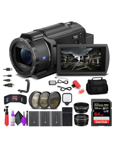 Sony FDR-AX43 UHD 4K Handycam + 64GB + 2 Baterías + Filtros
