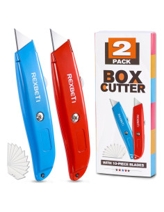 Cuchillos Utility REXBETI 2 Paquete Retráctiles con 10 Cuchillas