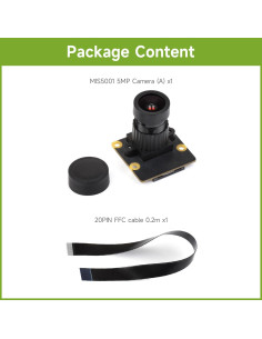 Módulo de Cámara Gran Angular Waveshare MIS5001 5MP, Alta Sensibilidad 2