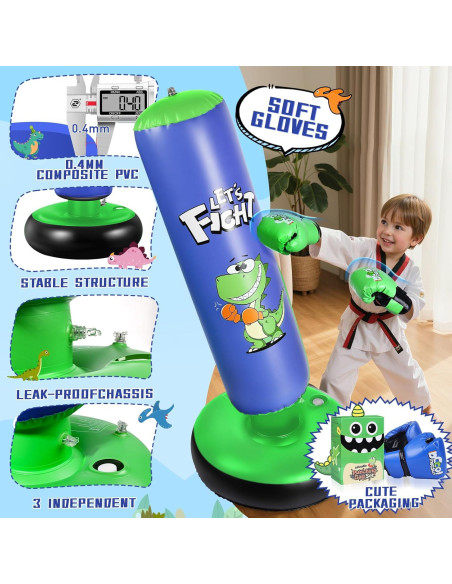 Bolsa de Boxeo Inflable Esnowlee 121.92 cm con Guantes