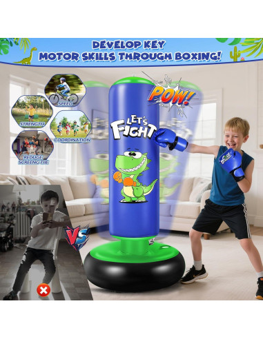 Bolsa de Boxeo Inflable Esnowlee 121.92 cm con Guantes