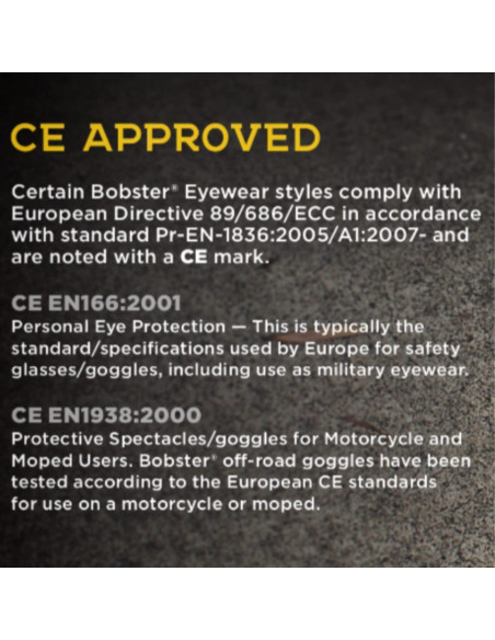 Gafas de Protección Bobster Cruiser, Marco Negro Mate, Lente Clara