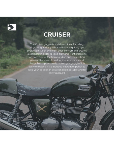 Gafas de Protección Bobster Cruiser, Marco Negro Mate, Lente Clara