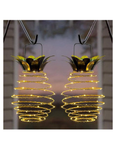 Paquete de 2 Luces Colgantes Solares JHPGEOE 60LED IP65