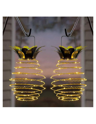 Paquete de 2 Luces Colgantes Solares JHPGEOE 60LED IP65