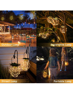 Paquete de 2 Luces Colgantes Solares JHPGEOE 60LED IP65 2