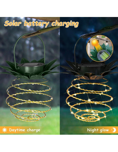 Paquete de 2 Luces Colgantes Solares JHPGEOE 60LED IP65