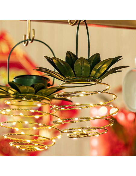 Paquete de 2 Luces Colgantes Solares JHPGEOE 60LED IP65