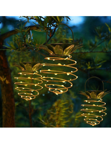 Paquete de 2 Luces Colgantes Solares JHPGEOE 60LED IP65