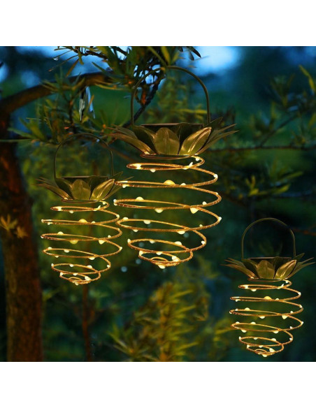 Paquete de 2 Luces Colgantes Solares JHPGEOE 60LED IP65