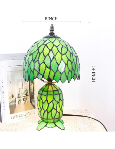 Lámpara de Mesa Tiffany Pequeña TCODTPOL Glicinia Verde 20x36cm
