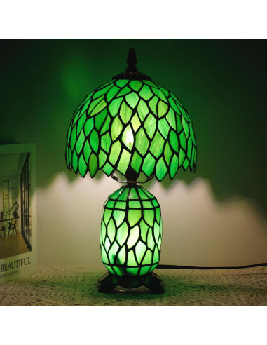 Lámpara de Mesa Tiffany Pequeña TCODTPOL Glicinia Verde 20x36cm