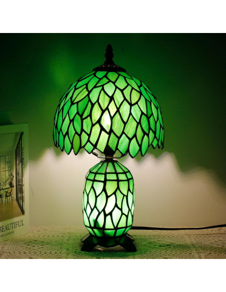 Lámpara de Mesa Tiffany Pequeña TCODTPOL Glicinia Verde 20x36cm