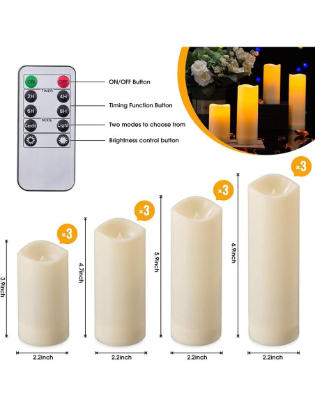 Velas LED Sin Llama CAKETYCG con Control Remoto - Paquete de 12