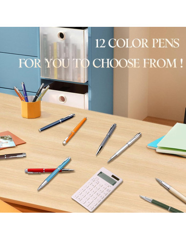 Bolígrafo de Metal de Lujo YONCOUX - Set de 12 Colores Punta Fina