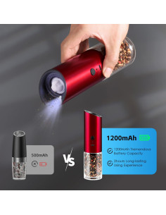 Molinillos Eléctricos de Sal y Pimienta Vzaahu Gravity - Rojo 2