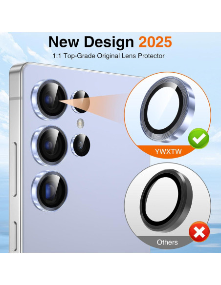 Protector de Lente de Cámara YWXTW para Galaxy S25 Ultra 9H