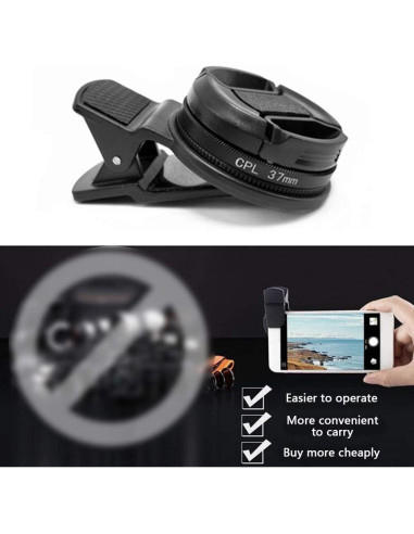 Lente CPL Polarizador Clip-On Faddare 37mm para Teléfonos