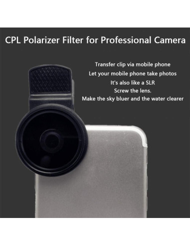 Lente CPL Polarizador Clip-On Faddare 37mm para Teléfonos