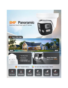Cámara de Seguridad IP PoE 8MP 4K Panorámica 180 AI 2