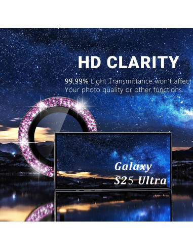 Protector de Lente de Cámara SAE&SVNG para Samsung Galaxy S25 Ultra - Vidrio Templado Rosa Brillante