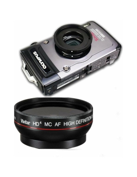 Lente Ojo de Pez 0.43X + Macro + 2 Baterías para Olympus TG4