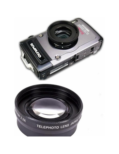 Lente Ojo de Pez 0.43X + Macro + Cargador + 2 Baterías Olympus TG5