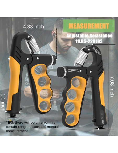 Entrenador de Fuerza de Agarre Nirxubla 11-100 kg con Contador