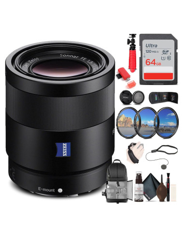 Lente Sony Sonnar T FE 55mm f/1.8 ZA + Kit de Filtros y Mochila