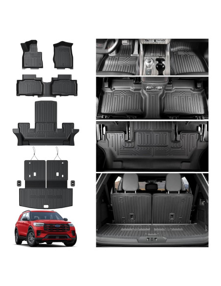 Alfombrillas HOUCLEMIC para Ford Explorer 2020-2025 TPE 6 asientos