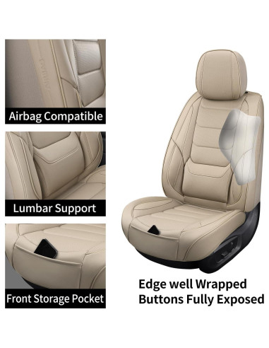 Cubiertas de Asientos de Coche Hoozoom HZ-01 Beige Juego Completo