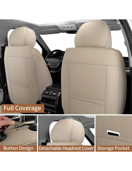 Cubiertas de Asientos de Coche Hoozoom HZ-01 Beige Juego Completo