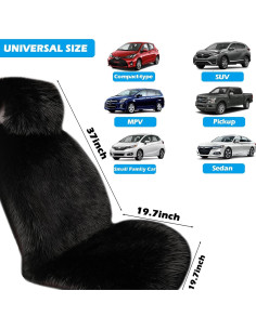 Cubierta de Asiento de Piel de Oveja Big Ant - Ajuste Universal, Negro 2