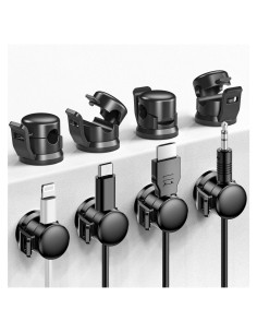 Clip Organizador de Cables LOTUNY, Paquete de 8, Negro