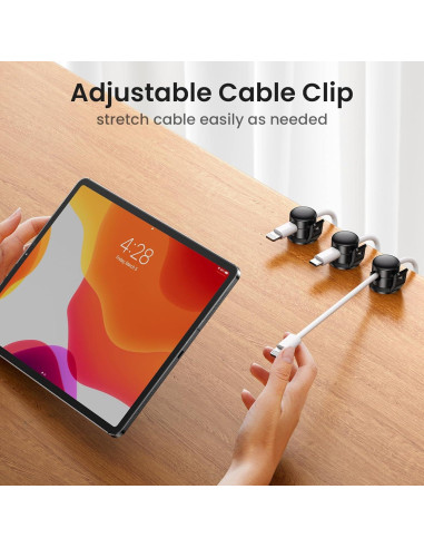 Clip Organizador de Cables LOTUNY, Paquete de 8, Negro