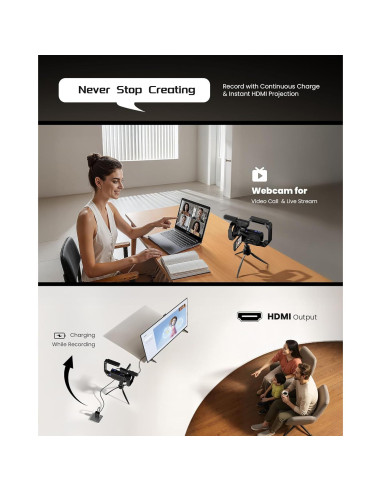 Cámara de Video 5K BREGOO con Pantalla Táctil 3" y Zoom 16X