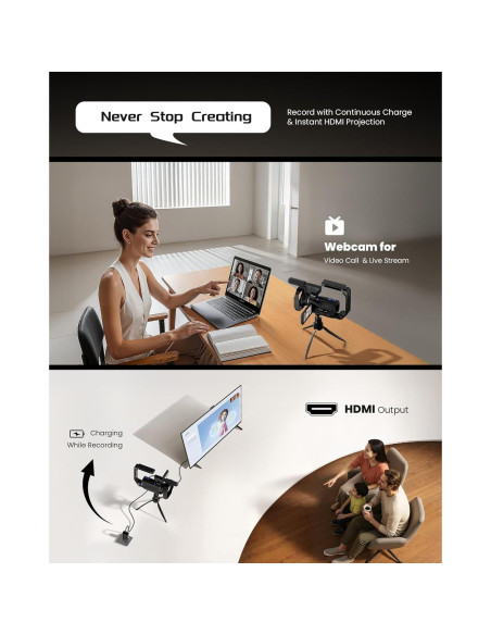 Cámara de Video 5K BREGOO con Pantalla Táctil 3" y Zoom 16X