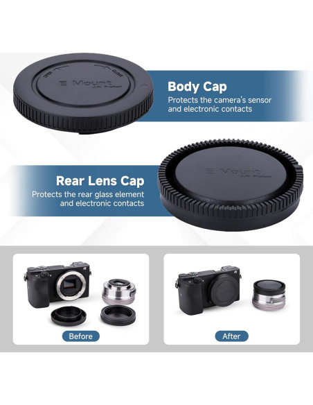 Kit de Tapa de Cuerpo y Tapa Trasera de Lente JJC para Sony