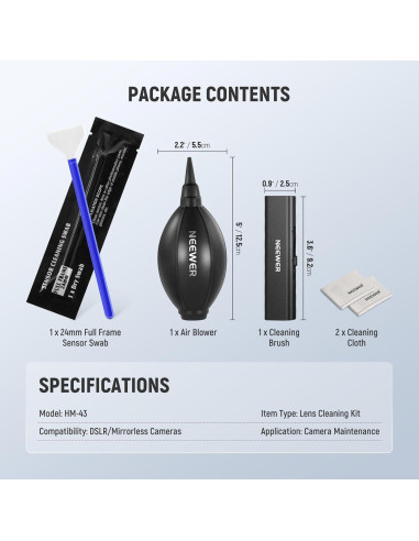 Kit de Limpieza de Lentes NEEWER HM-43 5 en 1 para Cámaras