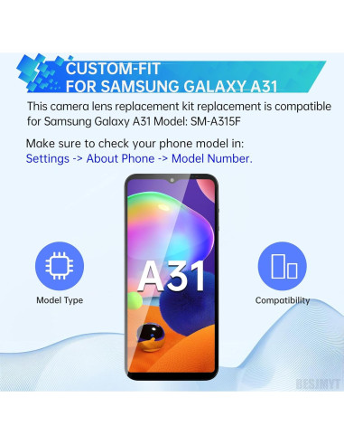 Reemplazo Lente Cámara Trasera Samsung Galaxy A31 + Kit Herramientas