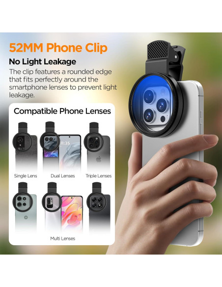 Kit de Filtros para Acuario ALILUSSO 52mm - CPL, Amarillo 20K, Naranja 15K, Macro 10x