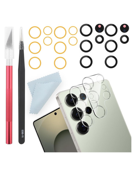 2 Cristales de Lente de Cámara Trasera Samsung Galaxy S25 Ultra + Kit