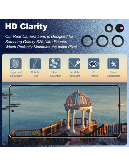 2 Cristales de Lente de Cámara Trasera Samsung Galaxy S25 Ultra + Kit